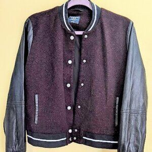 Abercrombie & Fitch Woman’s Bomber Varsity Jacket Maroon Burgundy Sz LARGE L